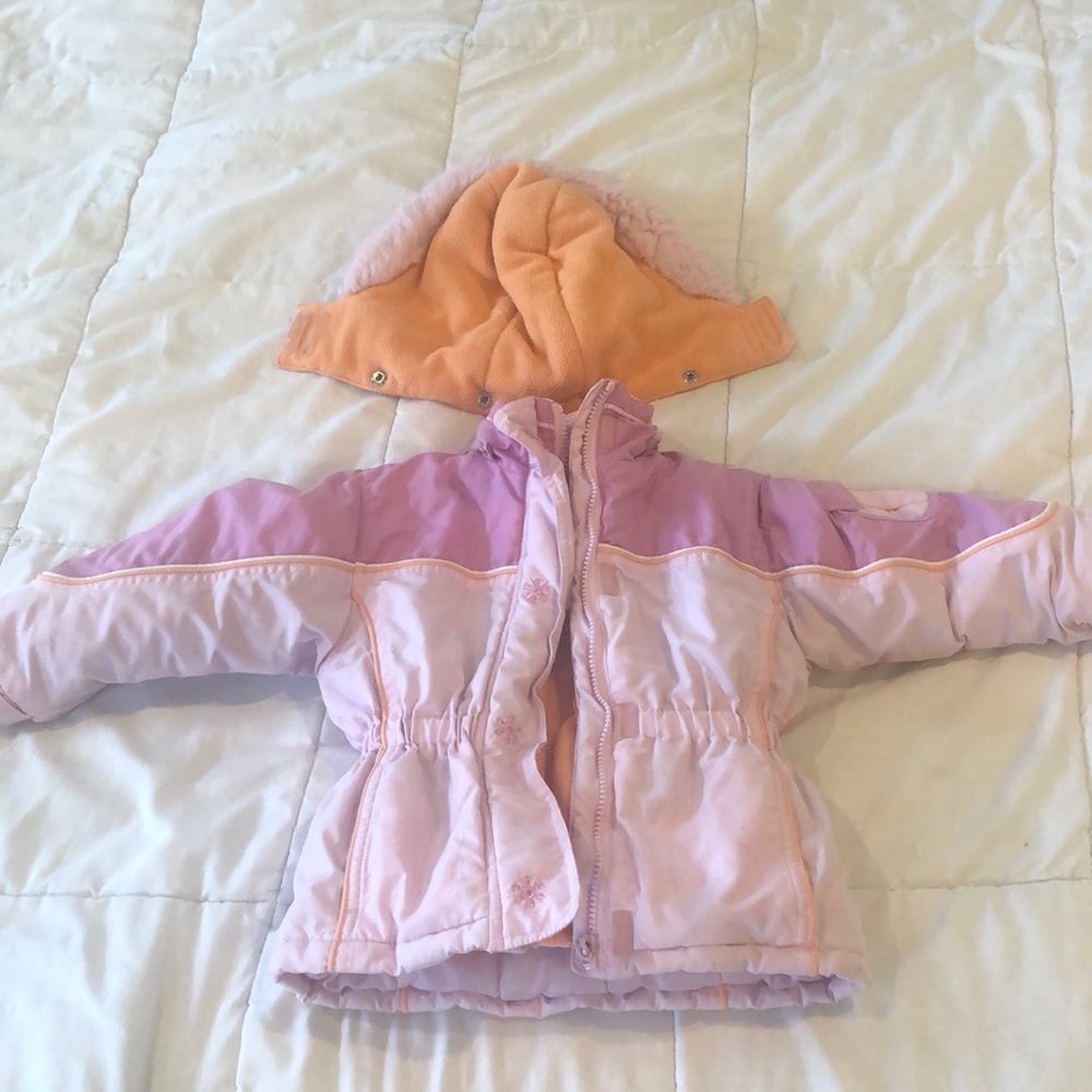 Girls pink 2 piece winter coat and fleece jacket, 3T.